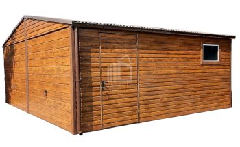 Blechgarage 6x5,8m Horizontal Blech 2x Schwingtor Satteldach Holzoptik ID113