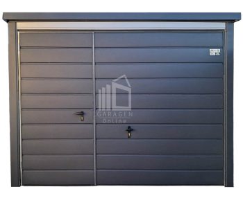 Blechgarage 3x5m - Schwingtor - Tür - Silber - Anthrazit - Flachdach ID978