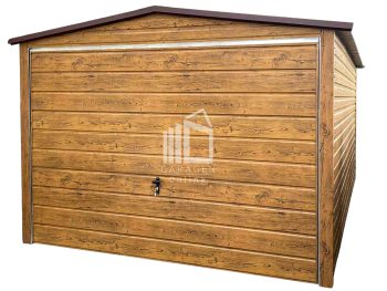 Blechgarage 3x5m - Schwingtor - Holzoptik - Satteldach GP563
