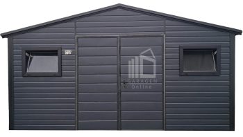 Gartenhaus - Gartenschuppen 4,5x3m - Zweiflügeliges Tor - 2x PVC Kippfenster - Anthrazit - Schwarz - Satteldach ID975