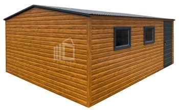 Gartenhaus - Gartenschuppen 5x6m - Tür - Holzoptik - 2x PVC Kippfenster - Satteldach GP561