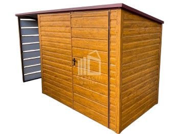 Gartenhaus - Gartenschuppen 2,5x2m + Überdachung 1m - Tür - Anthrazit - Flachdach | GP546 |