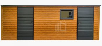 Gartenhaus - Gartenschuppen 6x3m - 2x Tür - 2x PVC Kippfenster - Holzoptik - Flachdach GP621