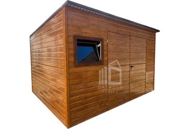 Gartenhaus - Gartenschuppen 4x2,5m Zweiflügeliges Tor - PVC Kippfenster - Holzoptik - Flachdach | ID918 |