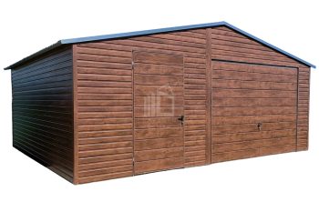 Blechgarage 6x5m Horizontal Blech Schwingtor Satteldach Holzoptik ID92