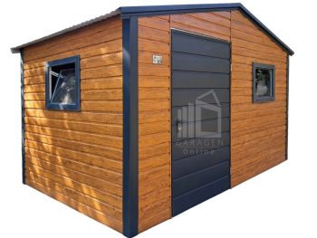 Gartenhaus - Gartenschuppen 3,5x2m - Tür - 2x PVC Kippfenster - Holzoptik - Anthrazit - Satteldach ID998