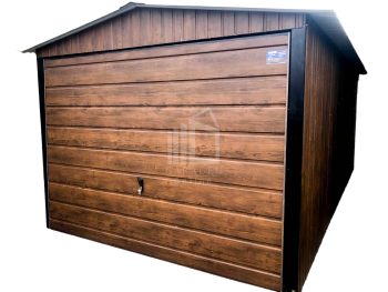 Blechgarage  3x6m - 2x  Schwingtor -  Holzoptik GP77