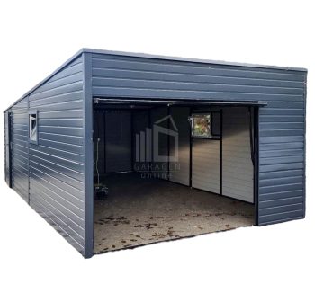 Blechgarage  4x7m -  Schwingtor + Zusätzliche Tür  - GP112