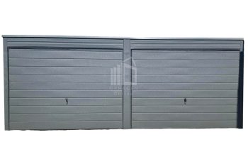 Blechgarage 6x6m - 2x Schwingtor Anthrazit Pultdach GP129