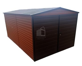 Blechgarage 3x5m - Zweiflügeliges Tor - Dunkles Braun - Satteldach GP210