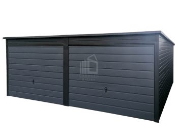 Blechgarage 6x5m 2x Schwingtor Anthrazit Pultdach GP124