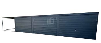 Blechgarage   9x5,5m + Überdachung 3x5,5m 3x Schwingtor Pultdach GP218