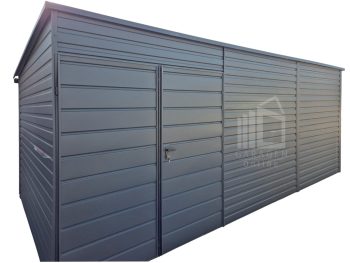 Gartenhaus - Gartenschuppen 6x2,5m - Zweiflügeliges Tor - Dachrinnen - Anthrazit - Flachdach GP620