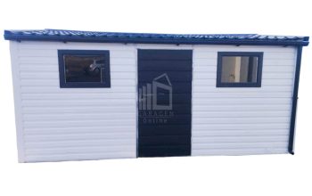 Gartenhaus 5,5x4m-Tür-2xPVC Kippfenster -Metalldachziegel-Dachrinnen-Satteldach-GP225