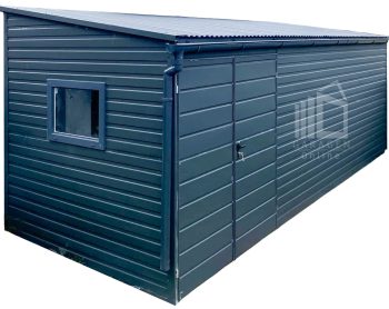 Gartenhaus - Gartenschuppen 5x2,5m - Zweiflügeliges Tor - PVC Kippfenster - Anthrazit - Dach neigt sich nach vorne GP617