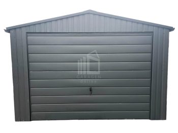 Blechgarage 3,5x7m-Schwingtor -Tür-Dachrinnen-Anthrazit-Satteldach GP234