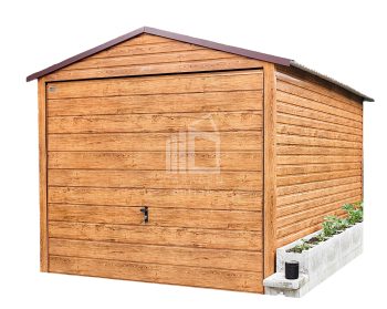 Blechgarage 3x6m Horizontal Blech Schwingtor Satteldach Holzoptik ID102