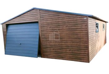 Blechgarage 6x6m Satteldach Schwingtor Holzoptik Zusätzlich Tür PVC Kippfenster ID118