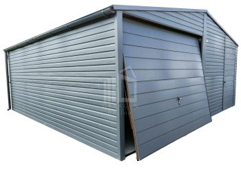 Blechgarage 6x6m Horizontal Blech Satteldach Schwingtor Anthrazit Zusätzlich Tür ID120