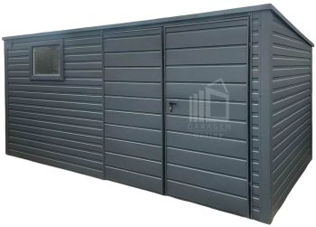 Gartenhaus - Gartenschuppen 4x2m Zweiflügeliges Tor - PVC Kippfenster - PVC Kippfenster - Anthrazit - Flachdach | GP528 |