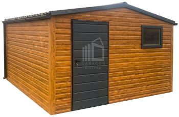 Gartenhaus - Gartenschuppen 4x4m - Tür - PVC Kippfenster - Holzoptik - Dachrinnen - Metalldachziegel - Satteldach GP529