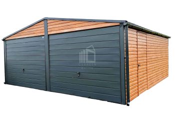 Blechgarage 6x6m Horizontal Blech Satteldach 2x Schwingtor Anthrazit Zusätzlich Tür ID122