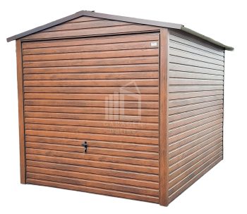 Blechgarage 3x5m Horizontal Blech Satteldach Schwingtor Holzoptik ID141