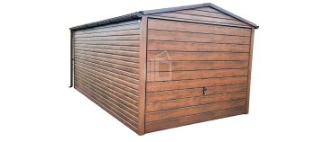 Blechgarage 3x6m Horizontal Blech Satteldach Schwingtor Holzoptik ID142