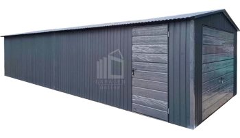 Blechgarage 4x9m - Schwingtor - 2x Tür - Anthrazit - Satteldach ID900