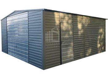 Blechgarage 5x5,5m - Schwingtor - Tür - Anthrazit - Satteldach GP522