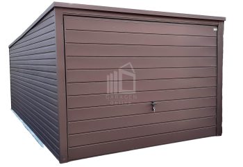 Blechgarage 3x6m Horizontal Blech Schwingtor Dunkles Braun Pultdach ID143