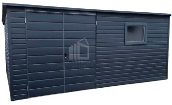 Gartenhaus - Gartenschuppen 5x3m - Zweiflügeliges Tor - PVC Kippfenster - Anthrazit - Flachdach ID896