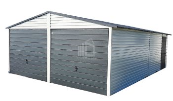 Blechgarage 6x7m Horizontal Blech Satteldach 2x Schwingtor Weiß Anthrazit ID156