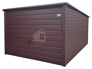 Blechgarage 3x5m - Schwingtor - Dunkles Braun - Flachdach ID889