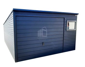 Blechgarage 4x7m Horizontal Blech Schwingtor PVC Kippfenster Anthrazit ID163