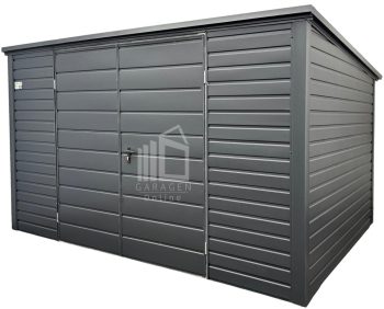 Gartenhaus - Gartenschuppen 4x2,5m - Zweiflügeliges Tor - Anthrazit - Flachdach | ID884 |