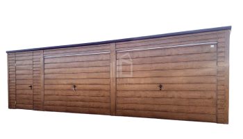 Blechgarage 8x6m Horizontal Blech 2x Schwingtor HOLZOPTIK  ID201