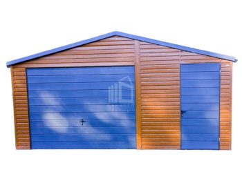 Blechgarage 5x6m Horizontal Blech Schwingtor Metalldachziegel Holzoptik ID206