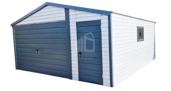 Blechgarage 5x6m Horizontal Blech Schwingtor PVC Kippfenster Weiß ID205