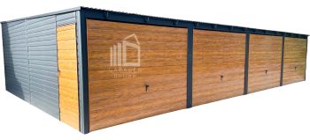 Reihengaragen - Garagenkomplex 12x6m - 4x Schwingtor - Tür - Anthrazit - Holzopitk - Flachdach | GP482 |