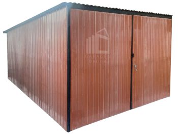 Blechgarage 3x5m - Zweiflügeliges Tor - Helles Braun - Flachdach GP478