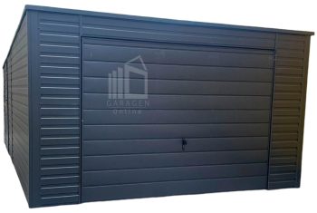 Blechgarage 4x6m - Schwingtor - Tür - PVC Kippfenster - Anthrazit - Flachdach GP480