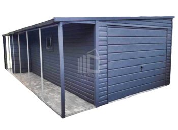 Blechgarage 3,5x7m Schwingtor Überdachung PVC Kippfenster Tür Dachrinnen ID273