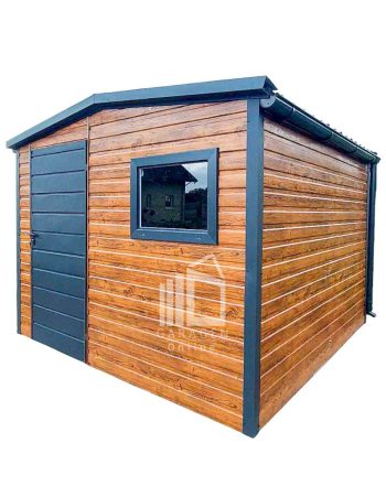 Gartenhaus - Gartenschuppen 3x4m Tür - PVC Kippfenster - Holzoptik - Metalldachziegel - Dachrinnen - Satteldach GP462