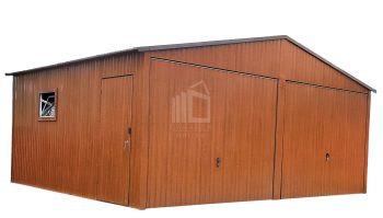 Blechgarage 6x5m Vertikal Blech 2x Schwingtor Holzoptik ID395