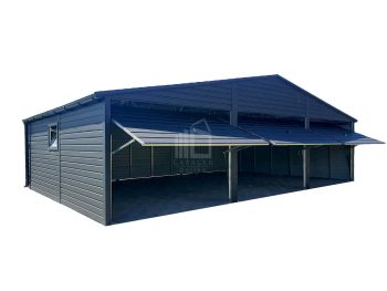 Blechgarage 9x6m Satteldach 3x Schwingtor Dachrinnen Anthrazit ID405