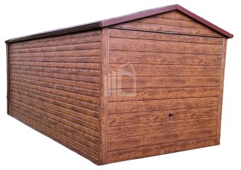 Blechgarage 3x6m Satteldach Schwingtor Holzoptik ID409