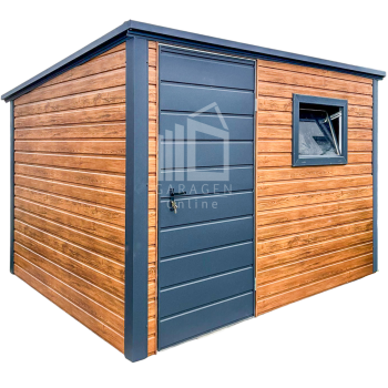 Gartenhaus - Gartenschuppen 3x2,5m - Tür - PVC Kippfenster - Holzoptik - Anthrazit - Flachdach | ID798 |