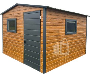 Gartenhaus - Gartenschuppen 3x3m - Tür - 2x PVC Kippfenster - Holzoptik - Satteldach ID811