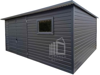 Gartenhaus - Gartenschuppen 4,5x2,5m Zweiflügeliges Tor - PVC Kippfenster - Anthrazit - Flachdach | ID812 |